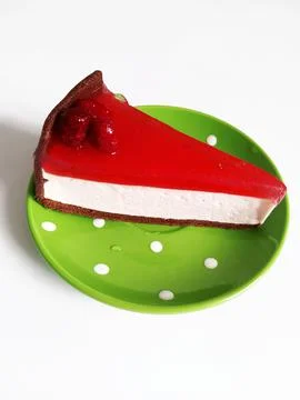 A piece of raspberry soufflé cake Stock Photos