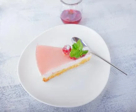 Piece of raspberry yogurt cake Stock Photos