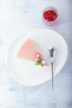 Piece of raspberry yogurt cake Stock Photos