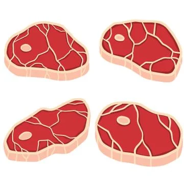 Piece of raw meat. Element of kitchen, grill, BBQ, steak and delicious meal. Illustrazione stock