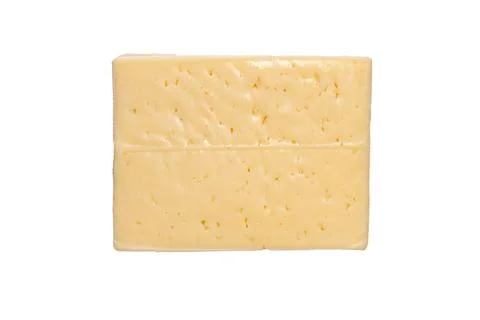 Piece of rectangular cheese isolated on a white background 库存照片