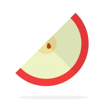 A piece of a red apple with a seed flat isolated Illustrazione stock