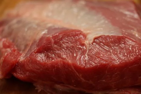 Piece red beef in close up Stock Photos