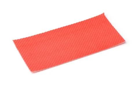 Piece of red plastic perforated packaging underlayment Piece of red plasti... Foto stock