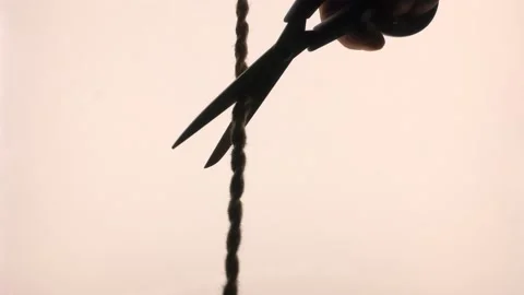 A piece of rope cut with scissors. Stock Footage 137374261