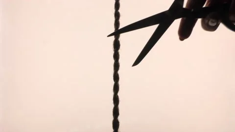 A piece of rope cut with scissors. Stock Footage 137374287