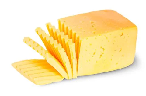 Piece of sliced cheese Stock Photos