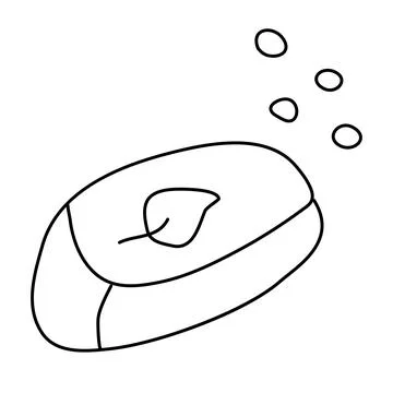 A piece of soap decorated with a leaf doodle Stock Illustration