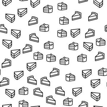 Piece Of Sweet Dessert Seamless Pattern Vector Stock Illustration