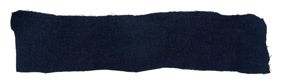 A piece of torn blue fabric on a white background. Textile isolate Foto stock