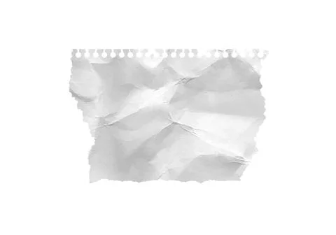 Piece of torn crumpled white notebook paper. Newspaper angle sheet with wrinkle Illustrazione stock