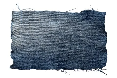 Piece of torn denim on a white background. Denim texture Stock-Fotos