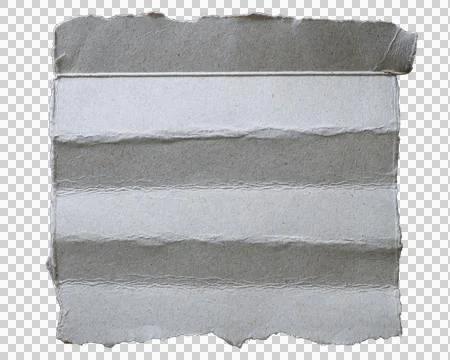 Piece of torn grey rectangular hard paper with folded horizontal lines Foto stock
