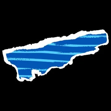 A piece of torn paper, blue with textured light blue stripes and a jagged white 库存插图