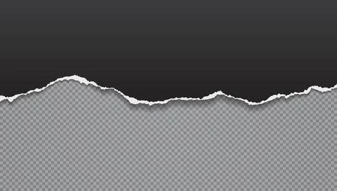 Piece of torn, ripped black horizontal paper with soft shadow is on squared Stock Illustration
