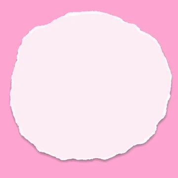 Piece of torn round note paper is on pink background for text or ad. Stock Illustration