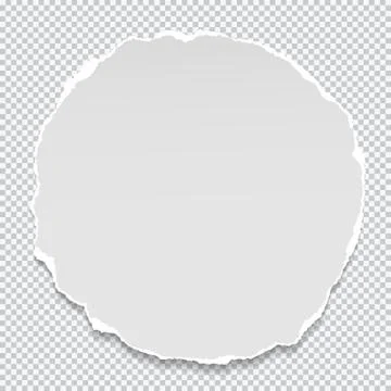 Piece of torn white circle note, notebook paper with soft shadow stuck on Stock Illustration