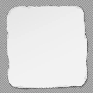 Piece of torn white note, notebook paper with soft shadow stuck on squared Stock Illustration