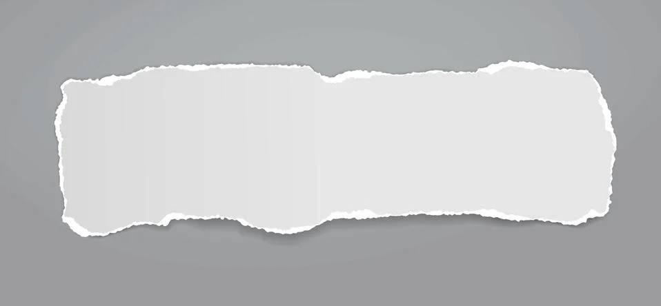 Piece of torn white note, notebook paper with soft shadow stuck on dark Stock Illustration