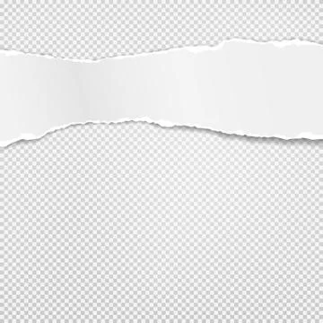 Piece of torn white paper with soft shadow stuck on grey squared background Stock Illustration