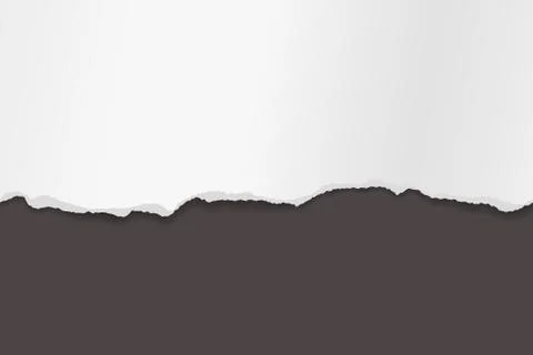Piece of torn white paper with soft shadow stuck on dark grey background. Vector Stock Illustration