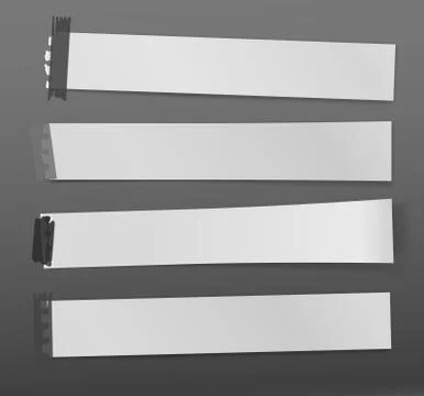 Piece of torn white paper with soft shadow stuck on black background. Vector Stock Illustration