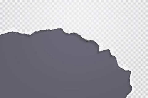 Piece of torn white paper with square pattern and soft shadow is on black Stock Illustration