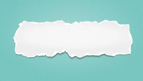 Piece of torn, white realistic horizontal paper strip with soft shadow is on Stock Illustration