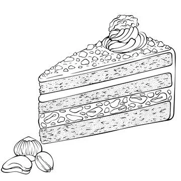 Piece of walnut cake Stock Illustration