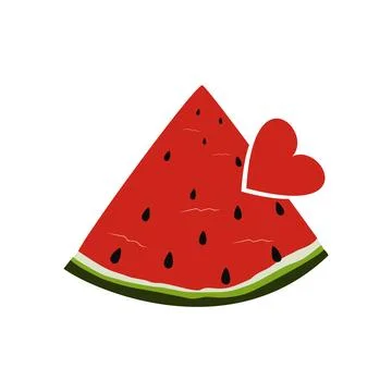 A piece of watermelon with seeds Stock Illustration