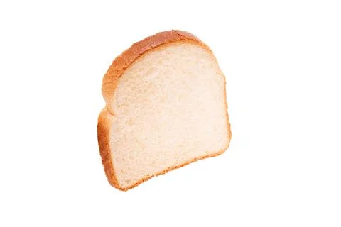 Piece of wheat bread isolated on white background. side view Stock Photos