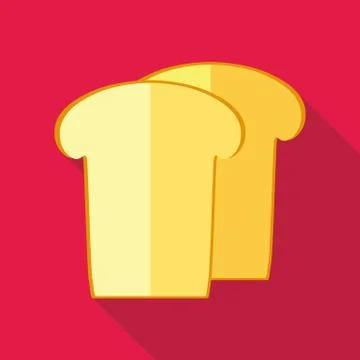 Piece of white bread icon, flat style Stock Illustration