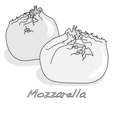 Piece of white mozzarella isolated Stock Illustration