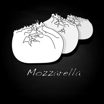 Piece of white mozzarella isolated Stock Illustration