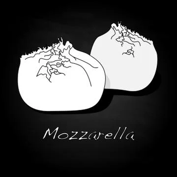 Piece of white mozzarella isolated Stock Illustration