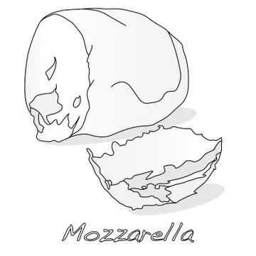 Piece of white mozzarella isolated. Stock Illustration