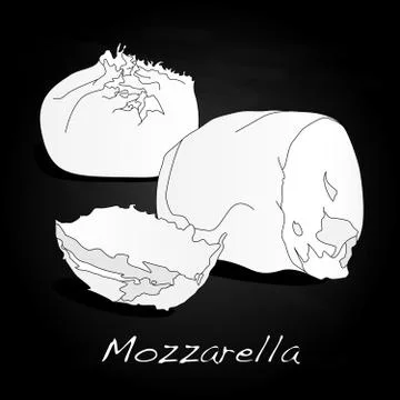 Piece of white mozzarella isolated. Stock Illustration