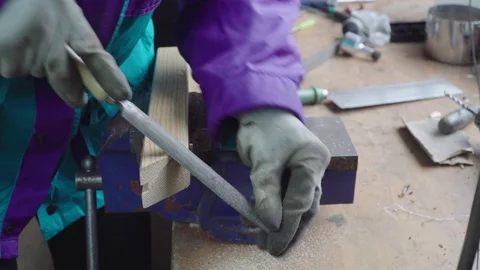 A piece of wood is sanded smooth Stock Footage 98451719