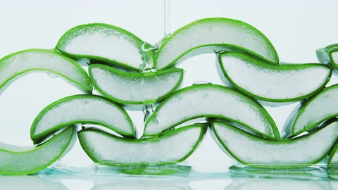 Pieces of aloe vera close-up. Stock Footage 153746090