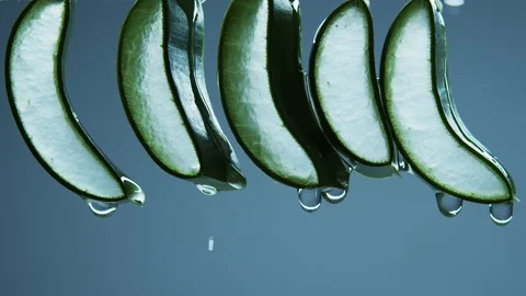 Pieces of aloe vera on a gray background. Stock Footage 153745222