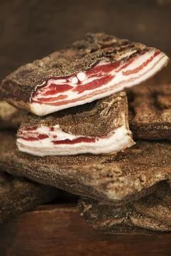 Pieces of bacon Stock Photos