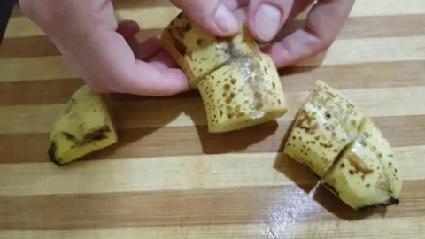 Pieces of banana Stock Footage 134894392