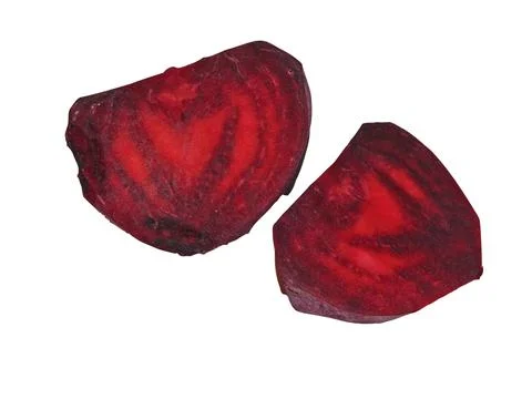 Pieces of beetroot isolated on white Fotos Stock