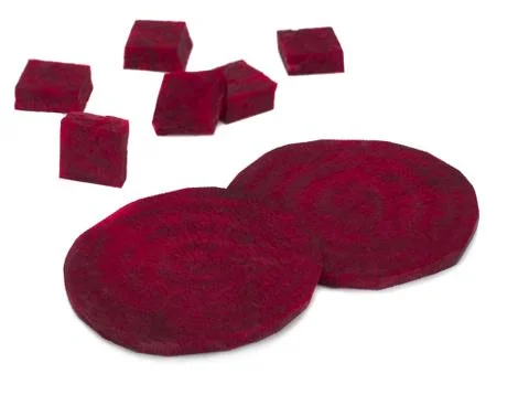Pieces of beetroot on white background Stock Photos
