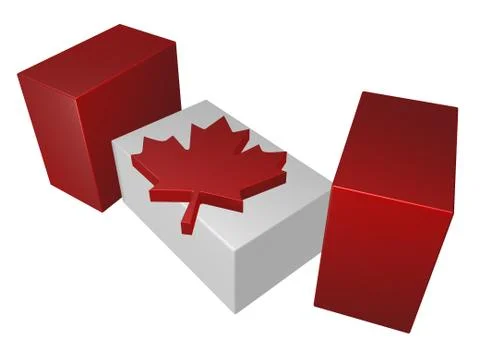 Pieces of canada flag on white background - 3d illustration Stock-Illustration