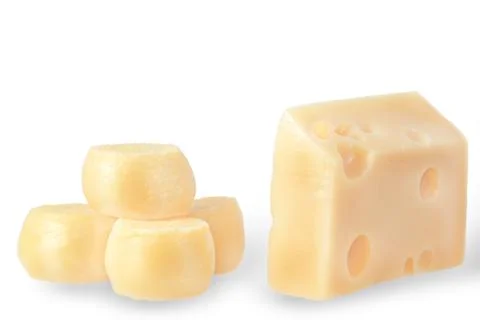 Pieces of cheese on a white background Stock Photos