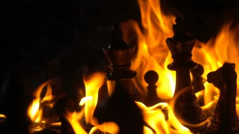 Pieces Of Chess Burning Stock Footage 95769232