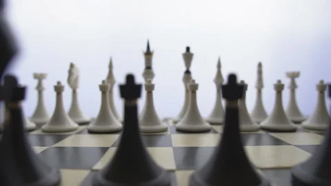 Pieces on the chessboard. Chess game. Stock Footage 143189307