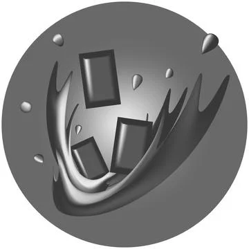 Pieces of chocolate with drops and splashes of chocolate in retro gray tones. 3d Stock Illustration