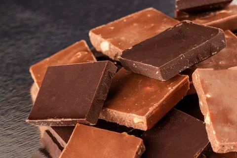 Pieces of chocolate. Stock Photos